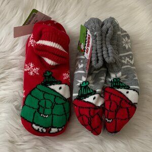 PEANUTS Snoopy Puffer Coat Winter Slipper Socks (2 PAIRS)
